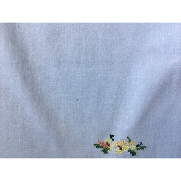 Vintage Hand Embroidered Cross Stitch Autumnal Table Cloth  Hand Embroidered Tablecloth Vintage Floral Finished Cross Stitch 32 x 31 1/2